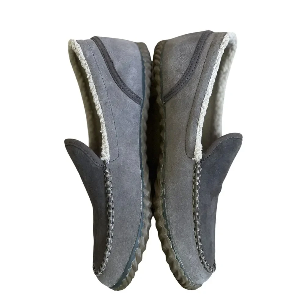 Sorel Men’s Suede Slip On Slippers Faux Fur Lined Gray Size 10 Comfort Loafer